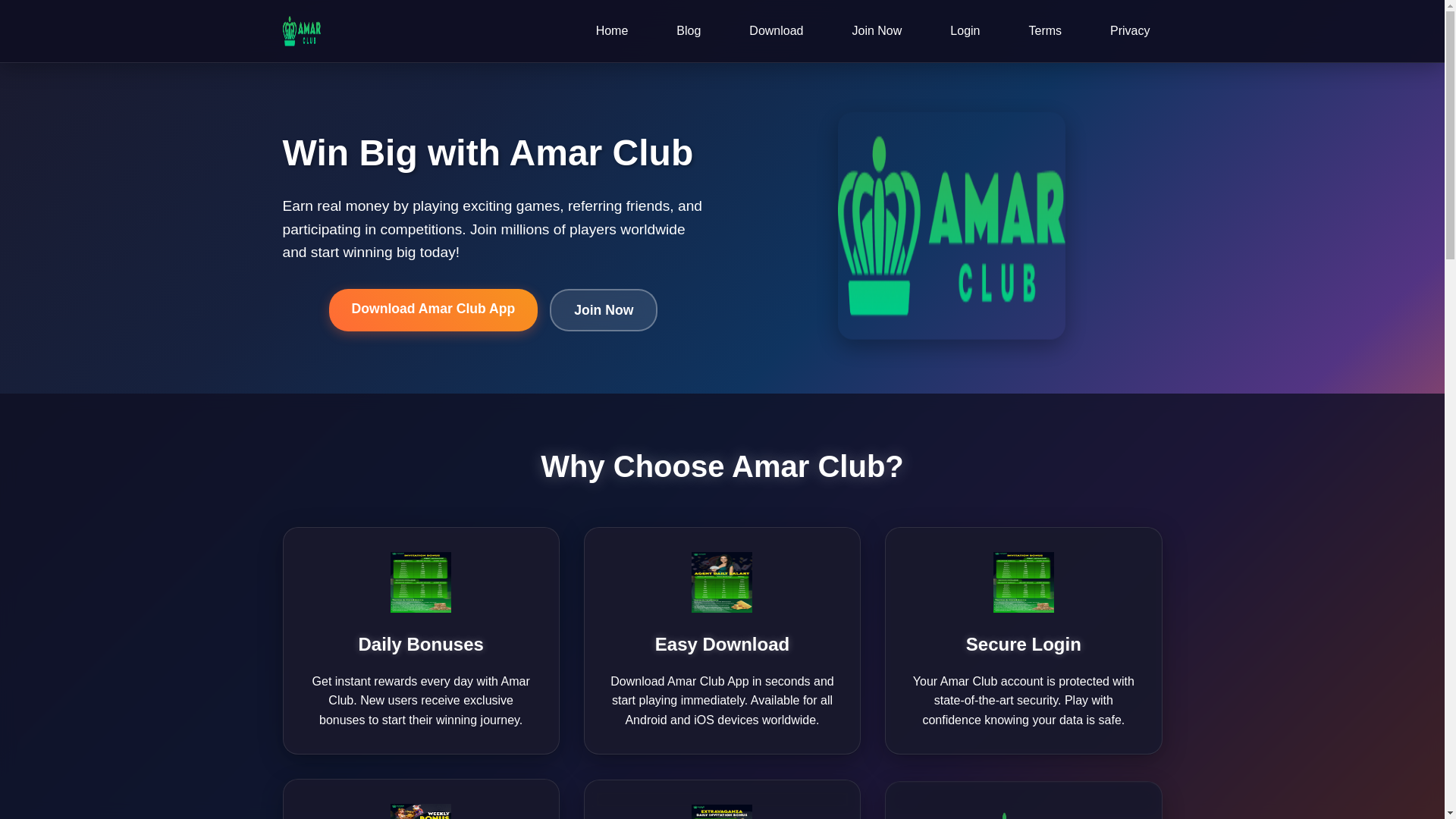 website screenshot of https://amarclub.game/
