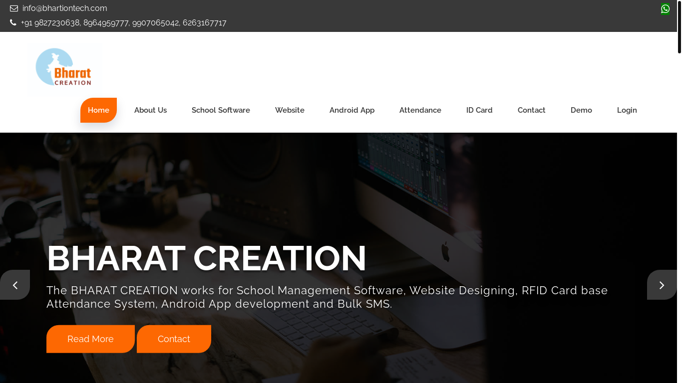 website screenshot of https://bhartiontech.com/