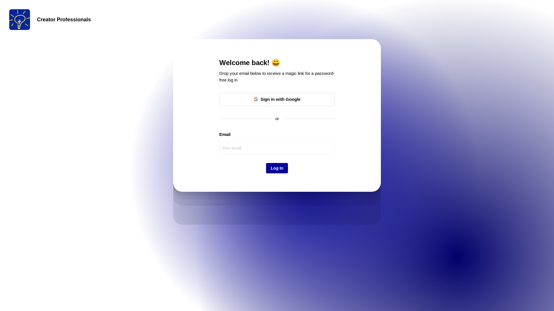 website screenshot of https://creatorprofessionals.club/