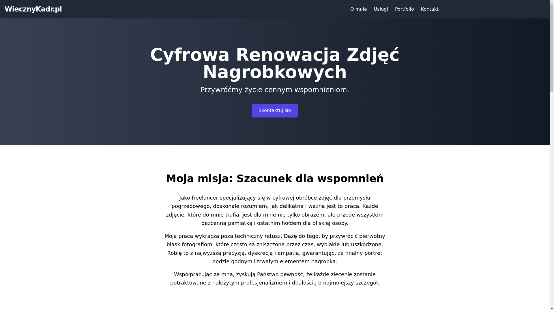 website screenshot of https://wiecznykadr.pl/
