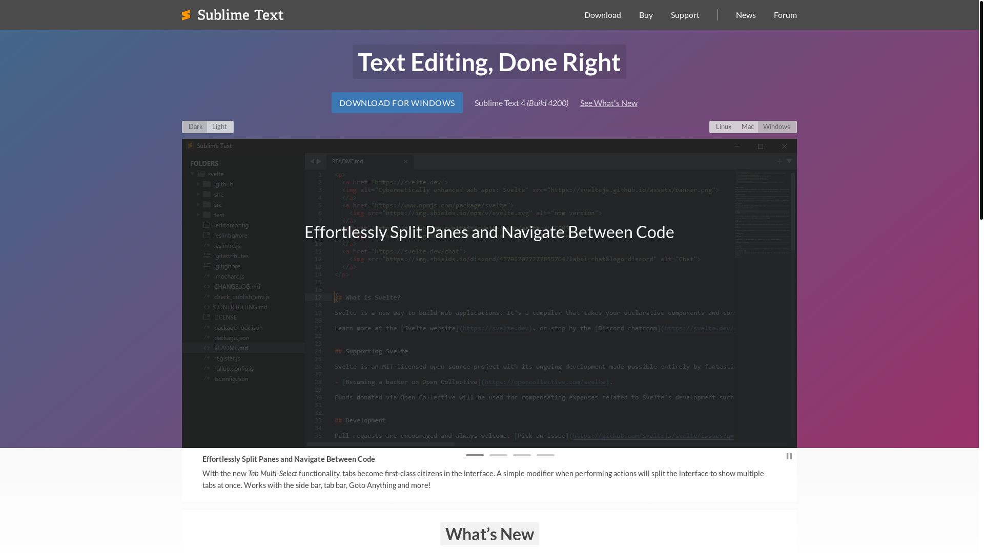 website screenshot of https://sublimetext.com