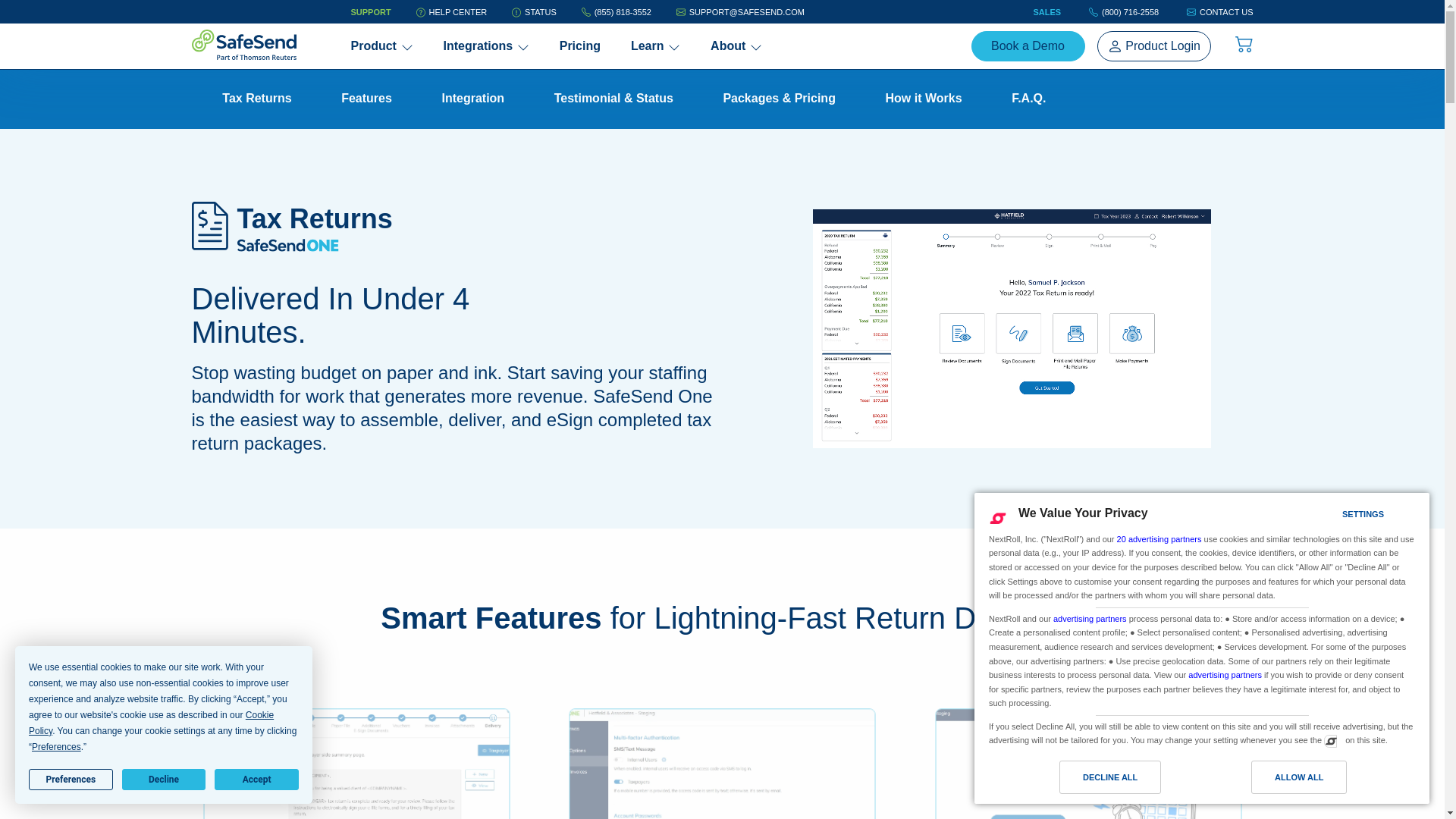 website screenshot of http://safesendreturns.com/