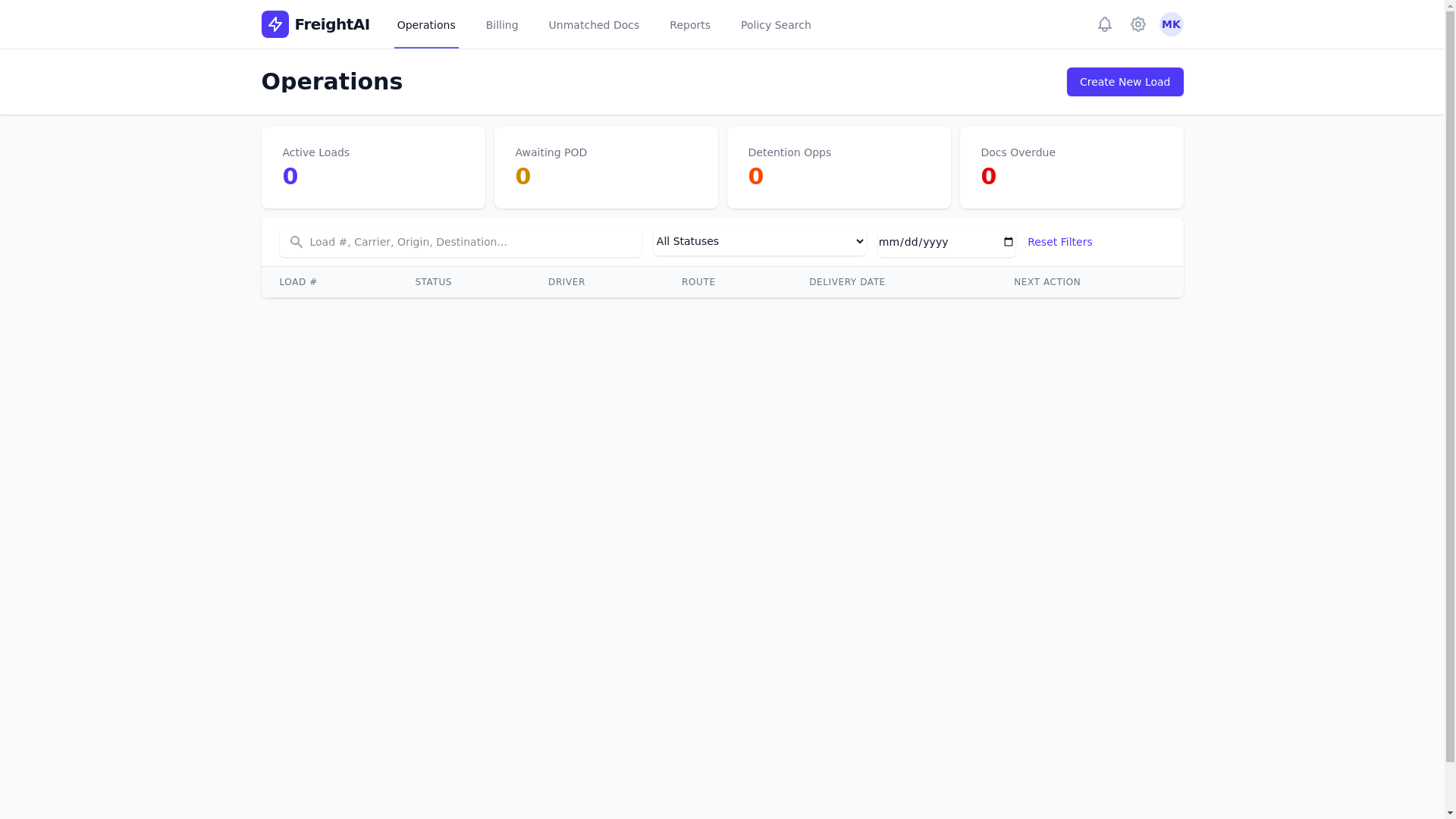 website screenshot of https://freightai.us/