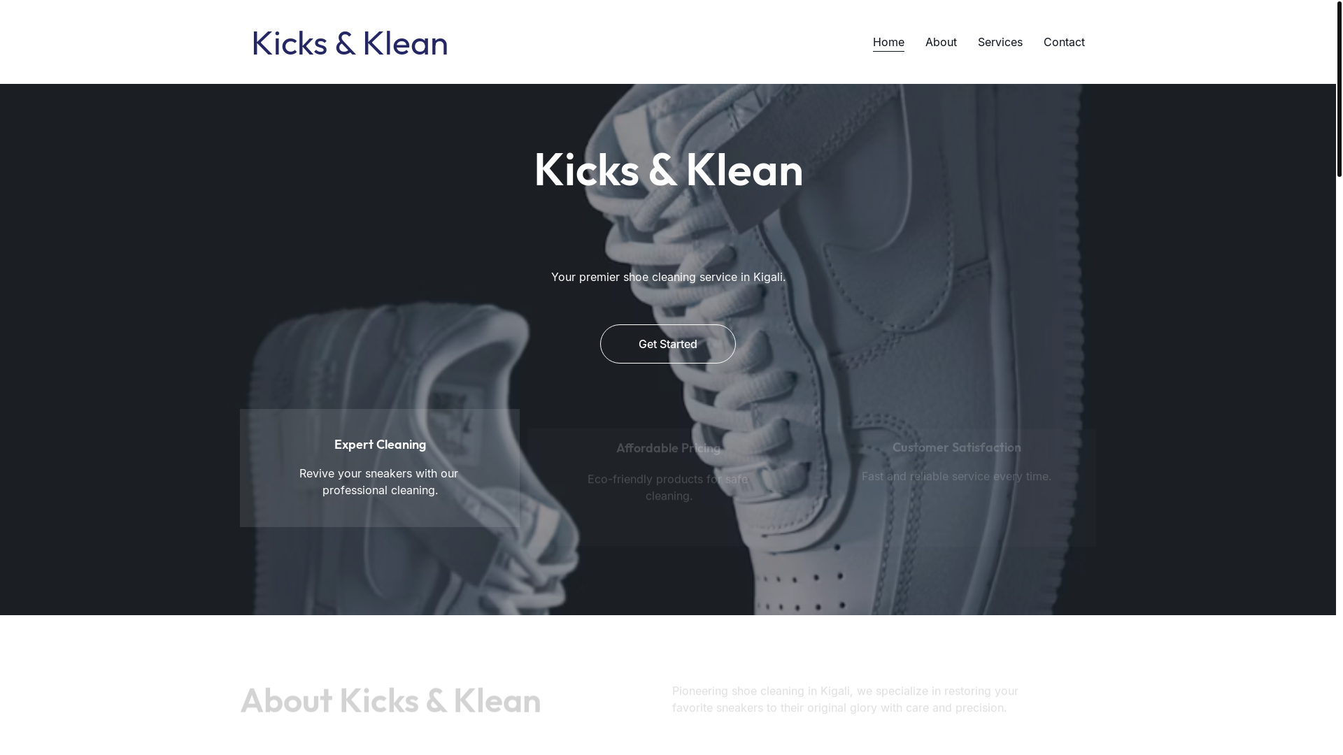 website screenshot of https://kicksnklean.io/
