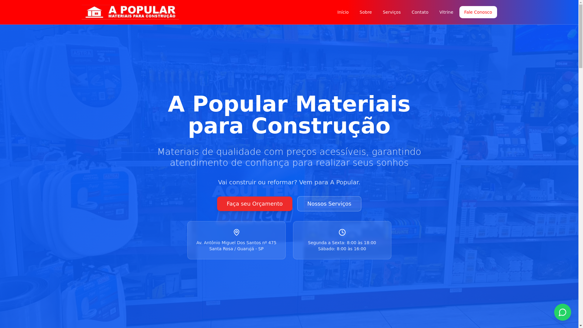 website screenshot of https://apopularmateriais.com.br/
