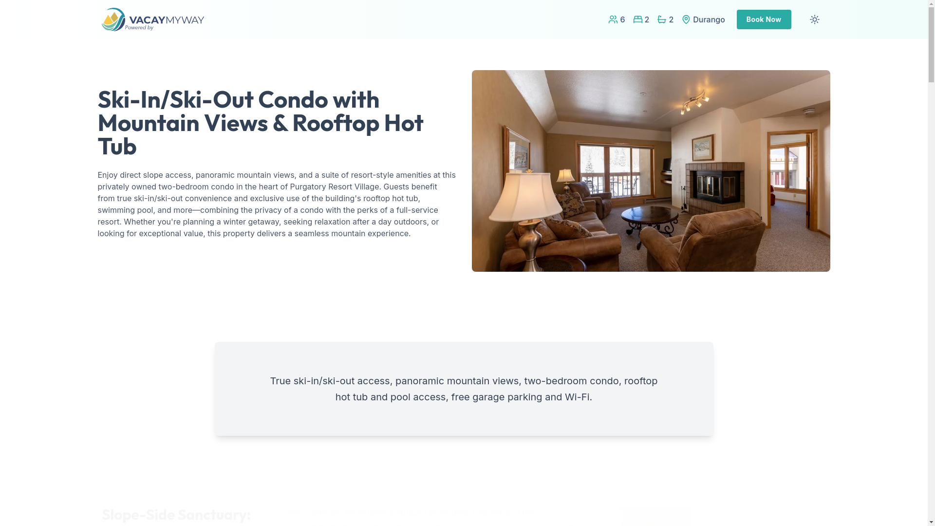 website screenshot of https://rushneedles.vacations/