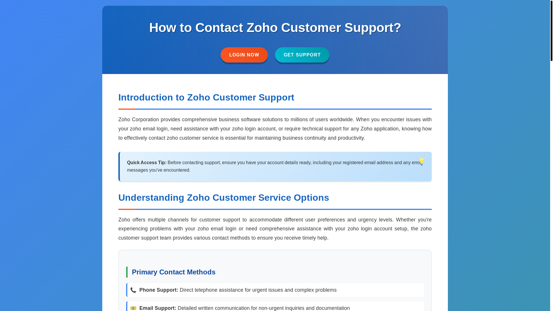 website screenshot of https://zoho-support.pages.dev/