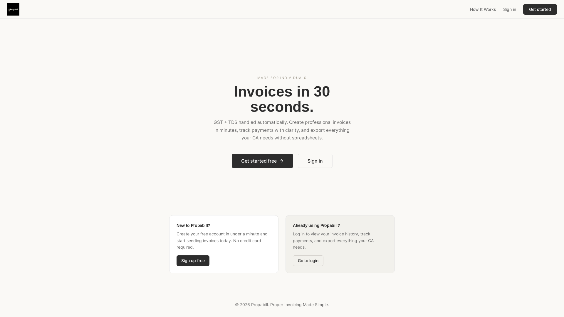 website screenshot of https://propabill.com/