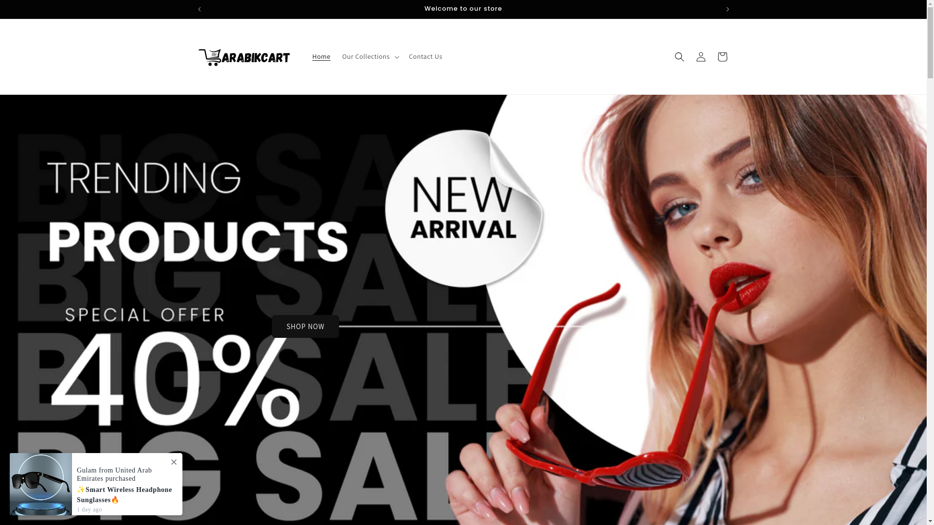 website screenshot of https://arabikcart.store/