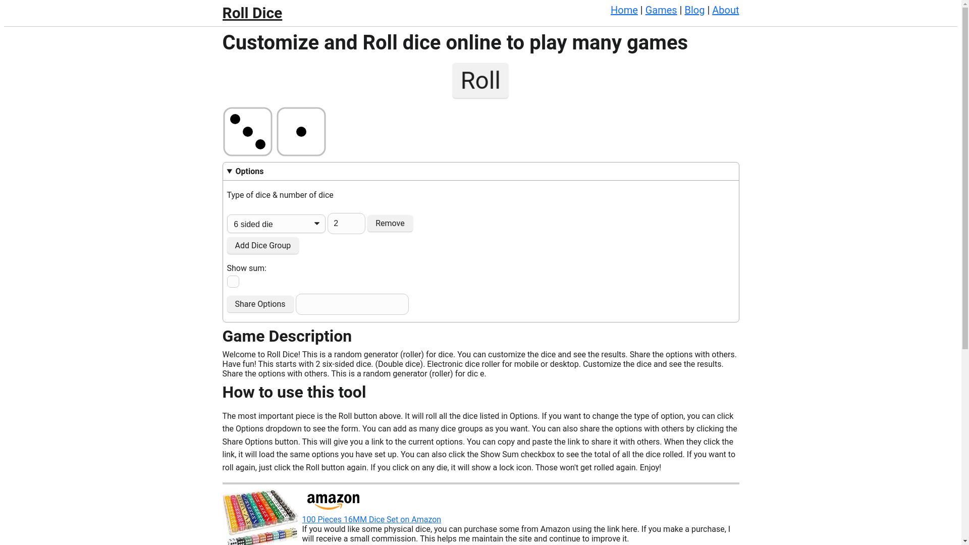 website screenshot of https://rolldice.pages.dev/