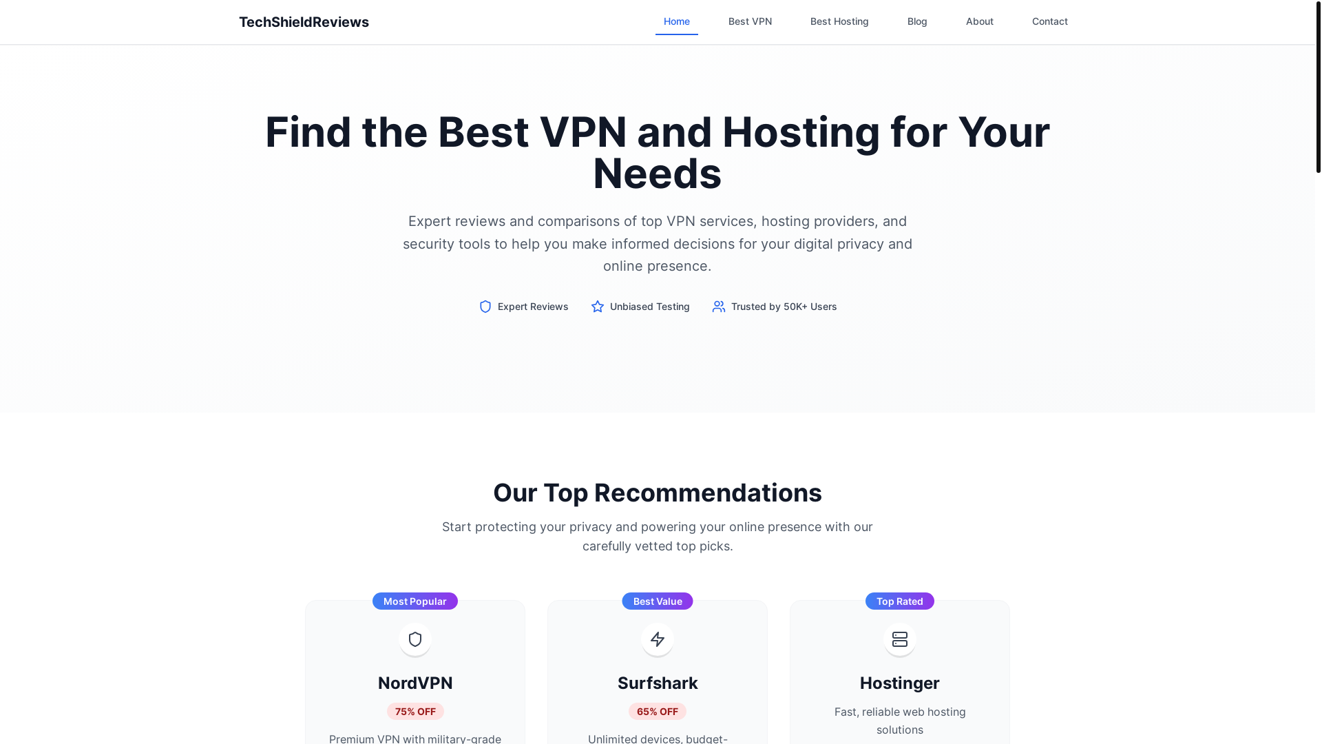 website screenshot of https://techshieldreviews.com/