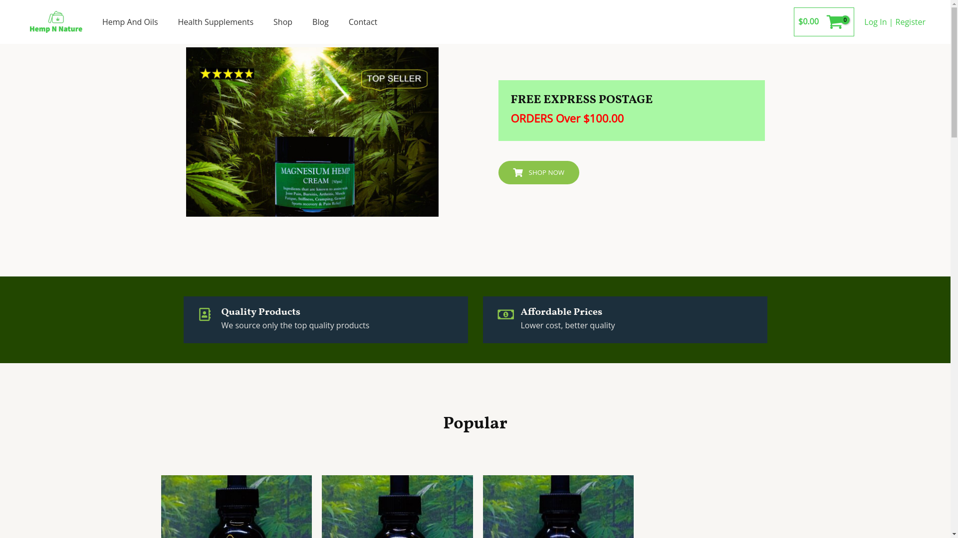 website screenshot of https://hempnnature.online/