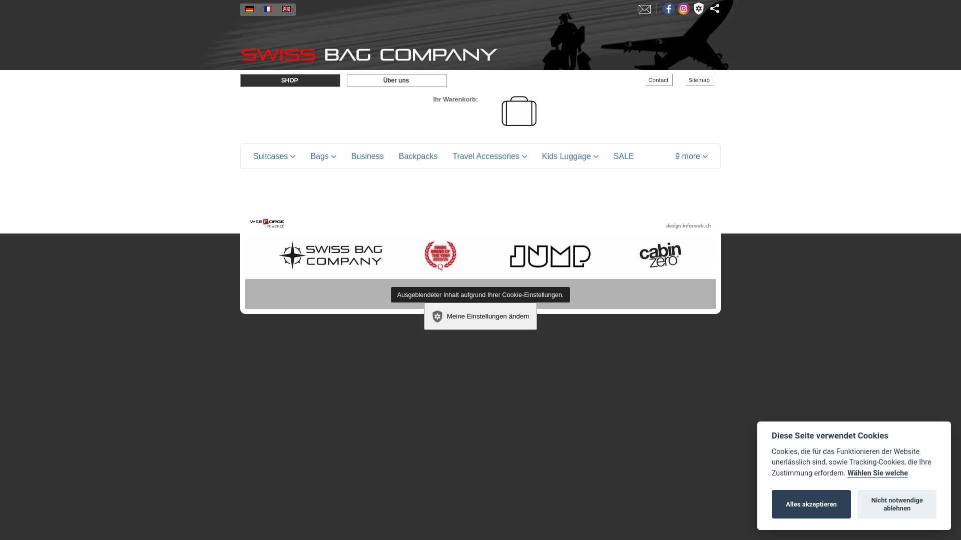 website screenshot of https://swissbagcompany.cz/