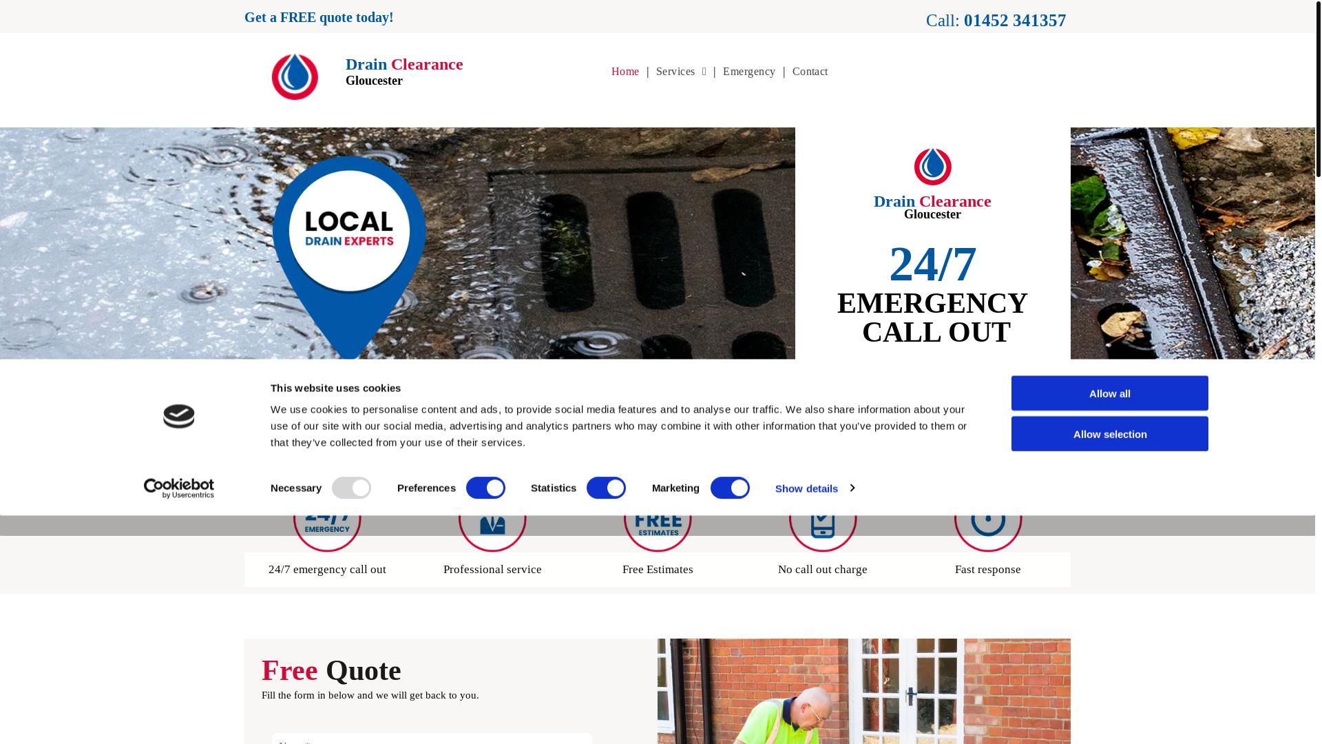 website screenshot of https://sdwdrainsclearancegloucester.co.uk/