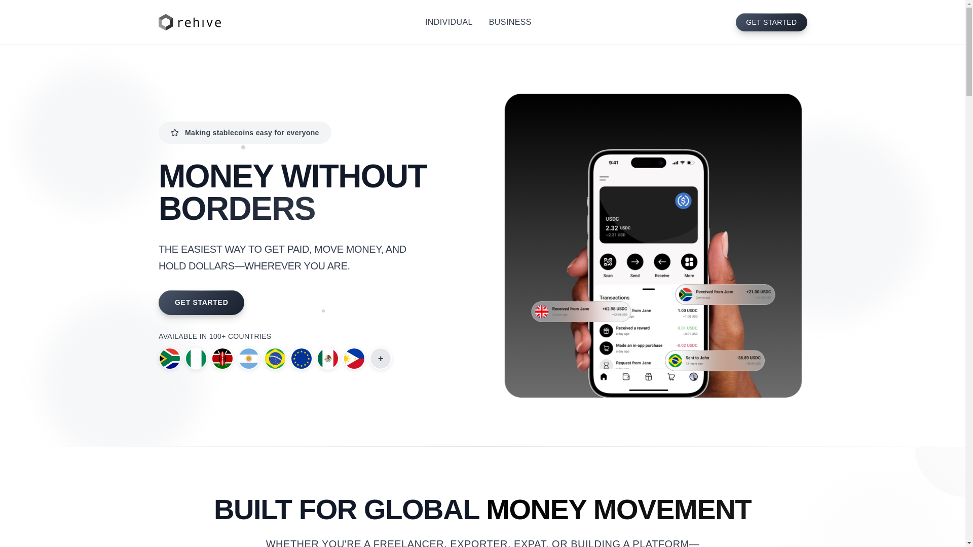 website screenshot of https://rehive-xyz-website.pages.dev/