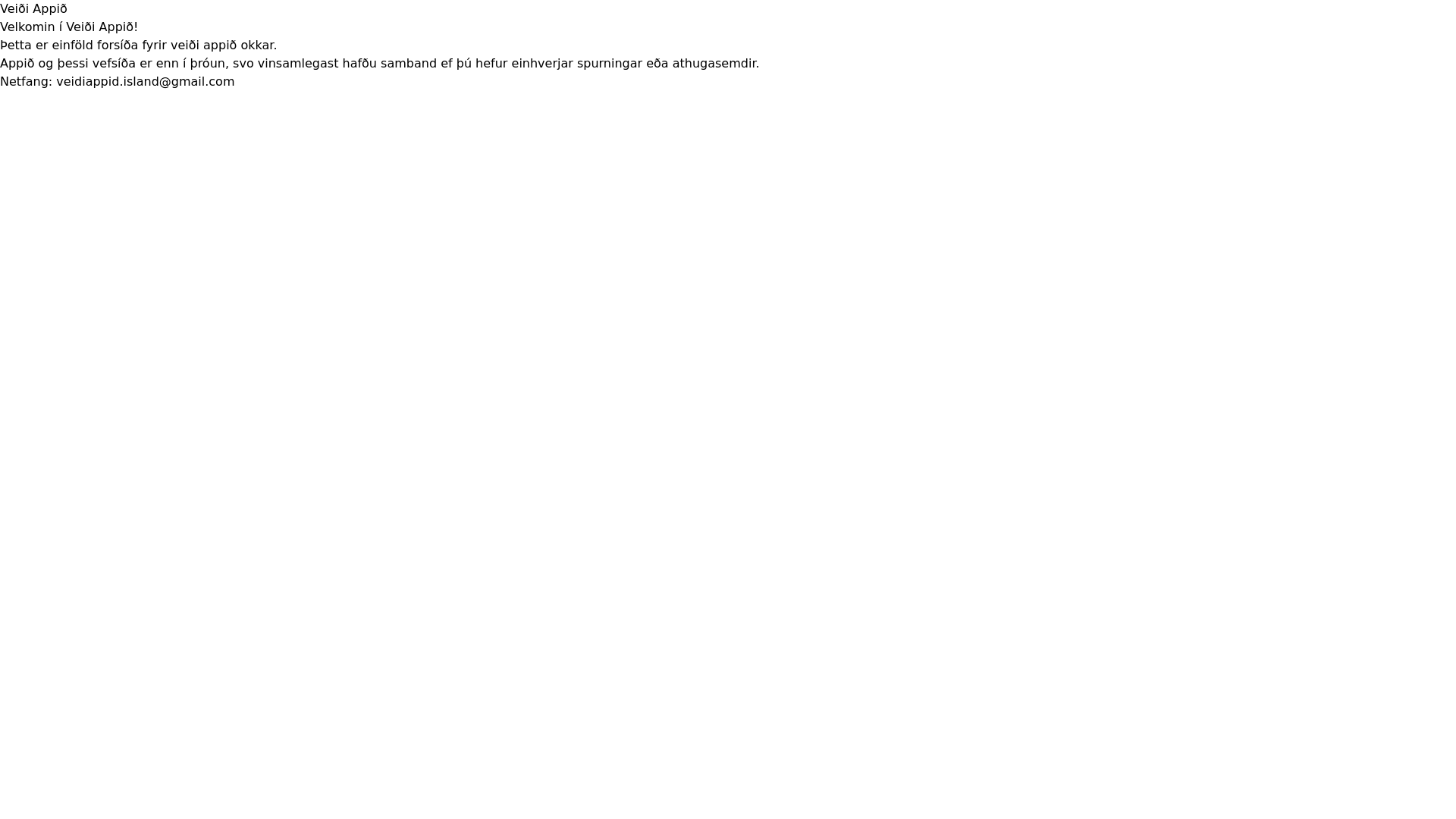 website screenshot of https://veidiappid.is/