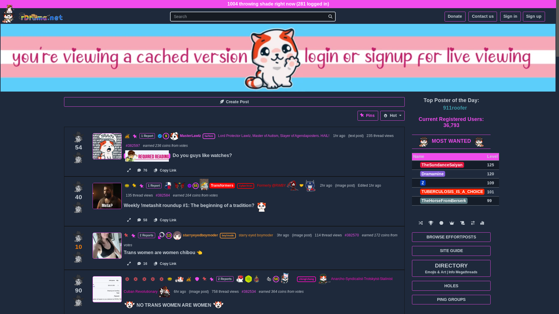website screenshot of https://rdrama.net/