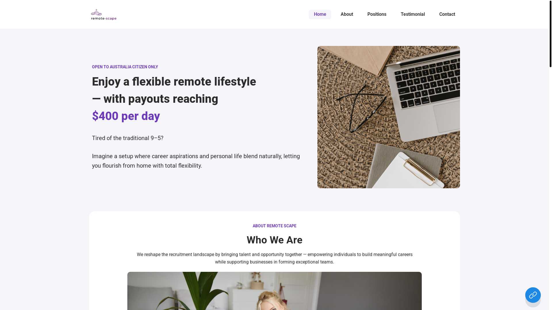 website screenshot of https://remote-scape.com/