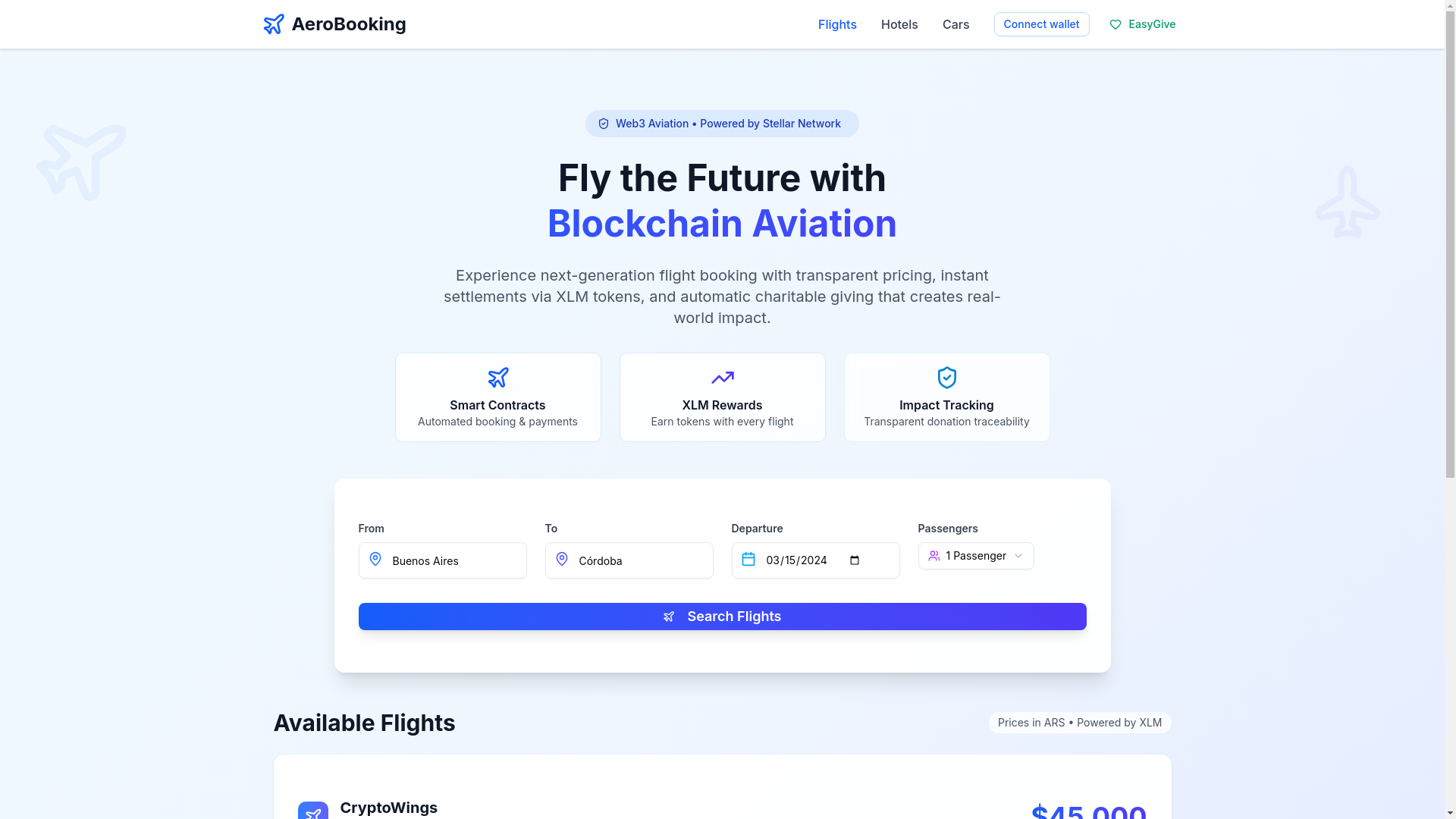 website screenshot of https://easygive.app/