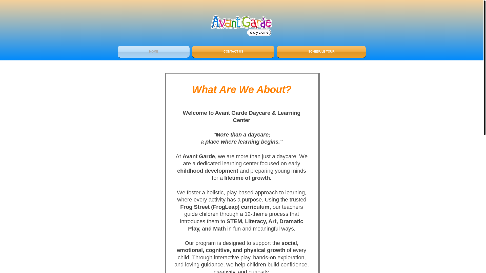 website screenshot of https://avantgardelearningcenter.com/