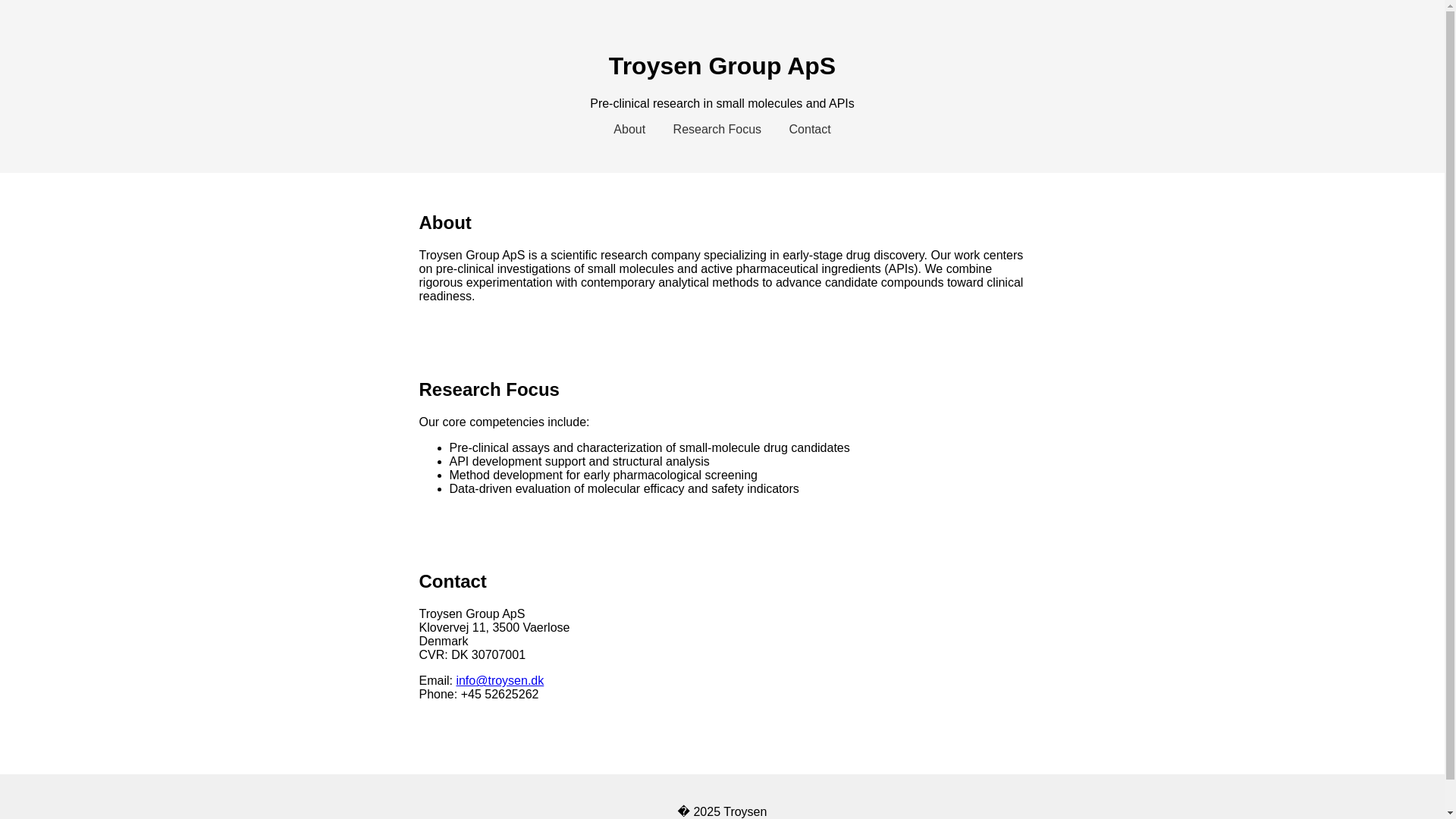 website screenshot of https://troysen.dk/