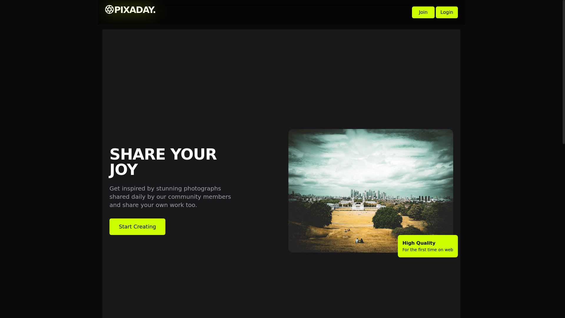 website screenshot of https://pixaday.pages.dev/