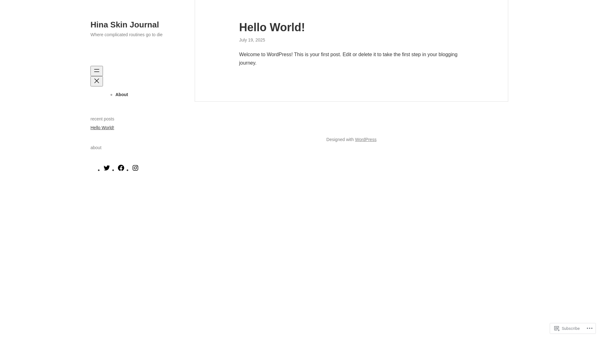 website screenshot of https://thehinaskinjournal.com/