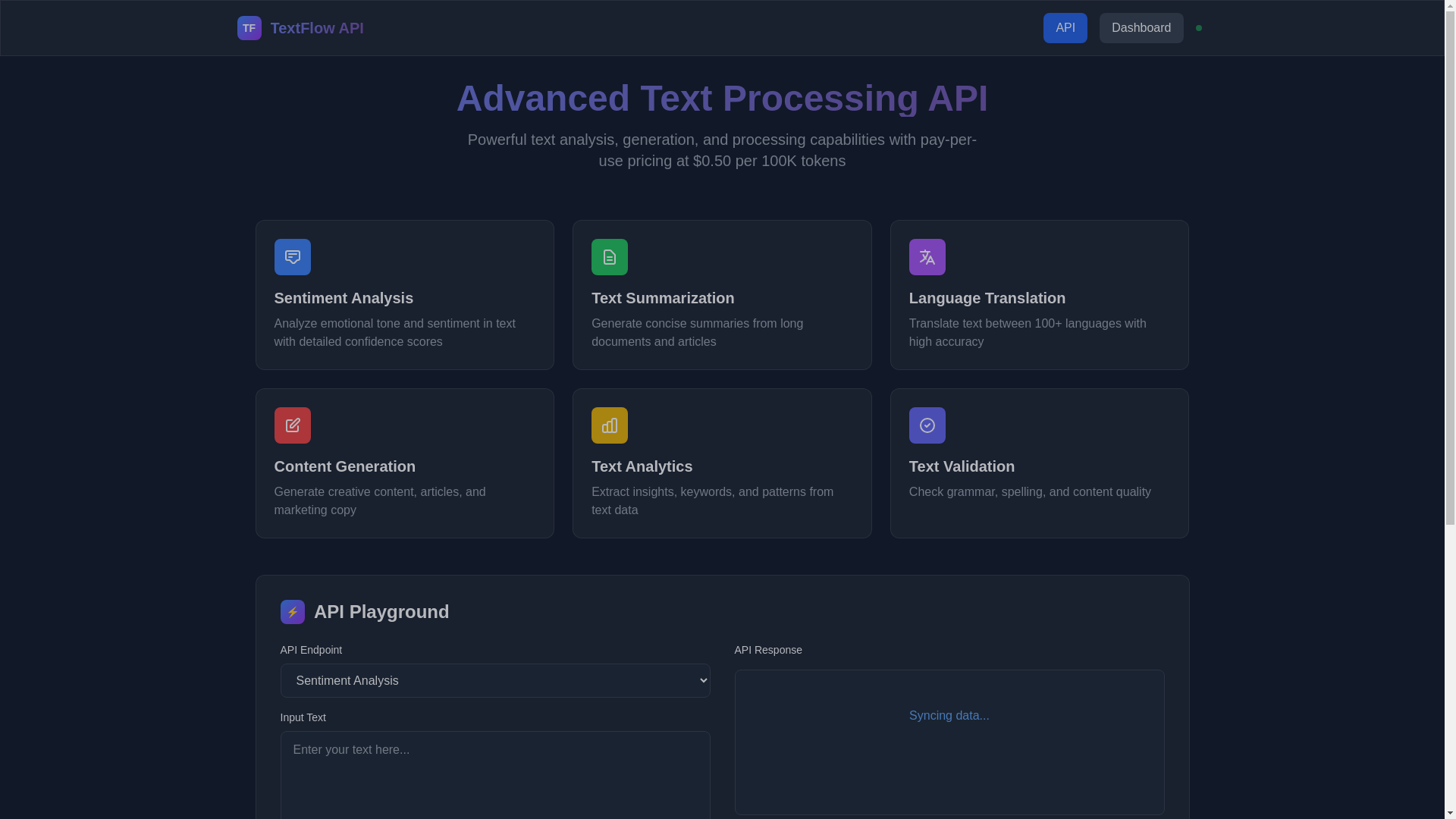 website screenshot of https://textyapi.pages.dev/