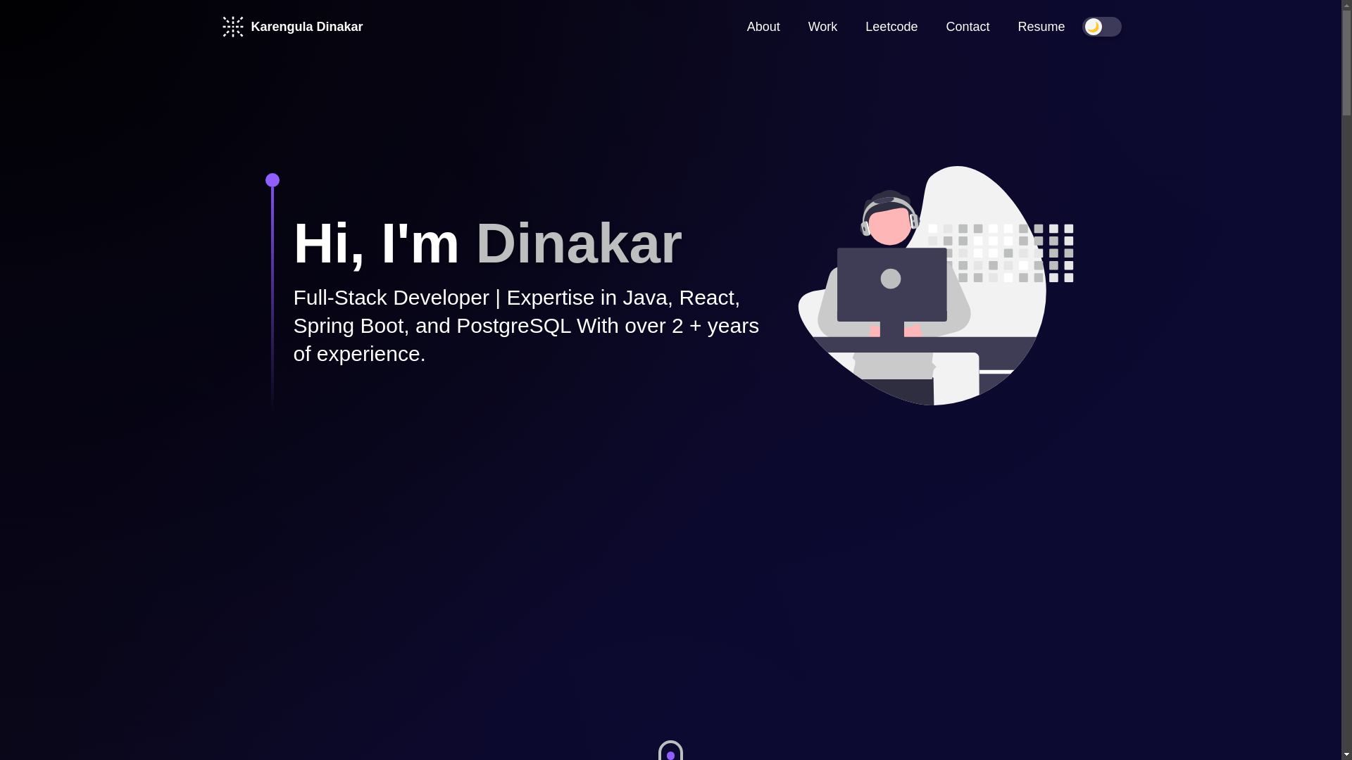 website screenshot of https://dinakar-portfolio.pages.dev/