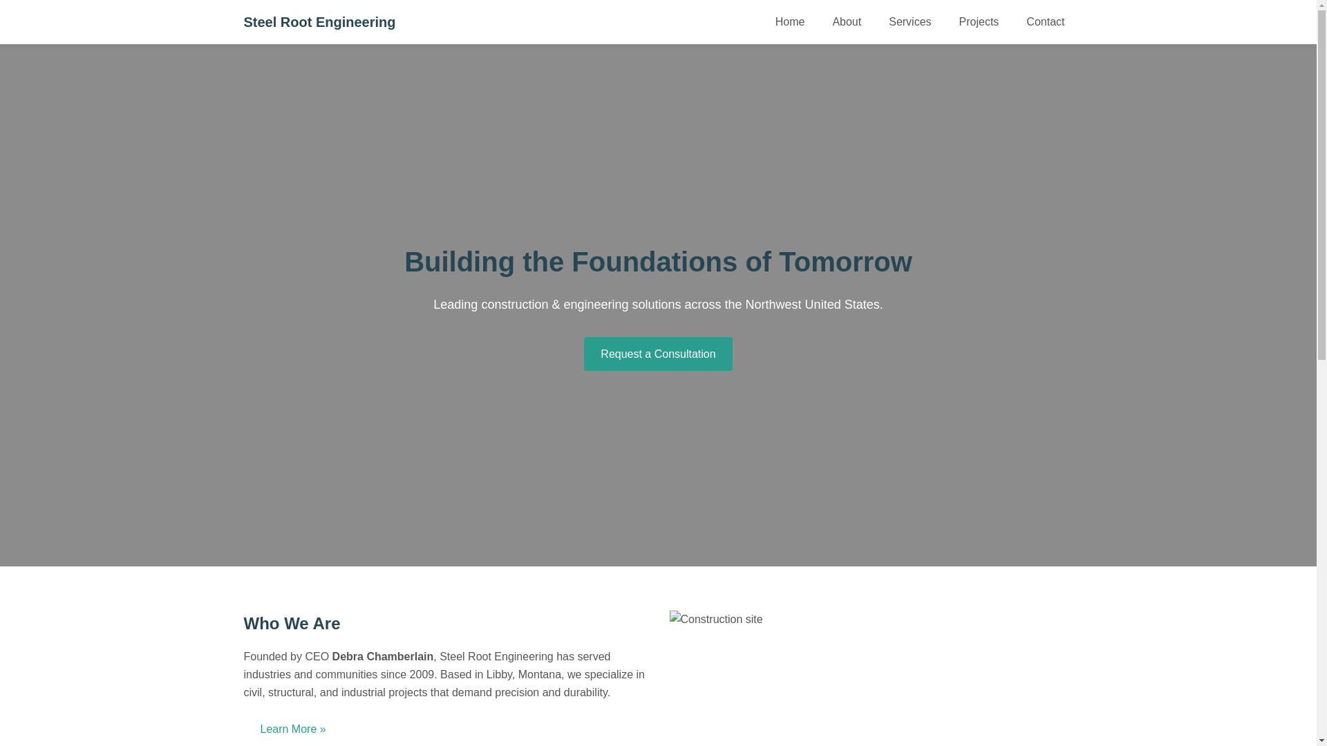 website screenshot of https://steelrootengineering.com/