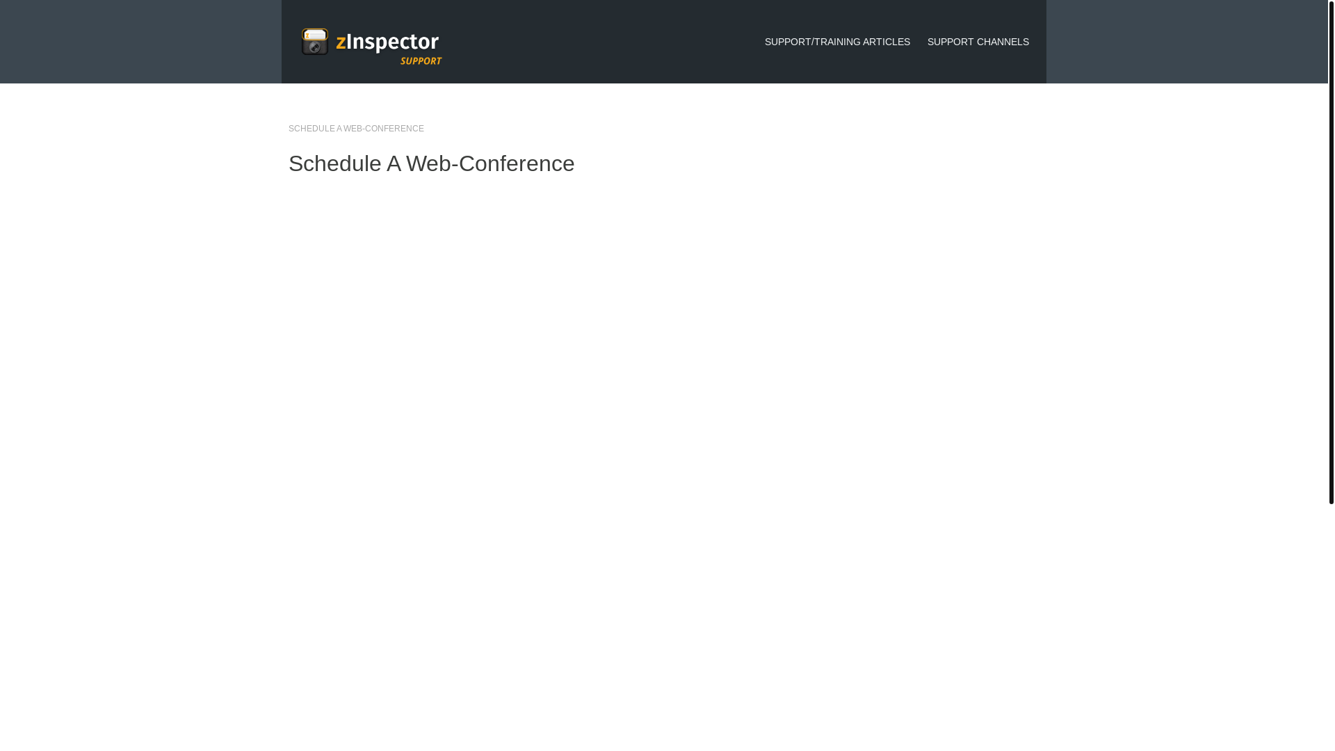 website screenshot of https://support.zinspector.com/