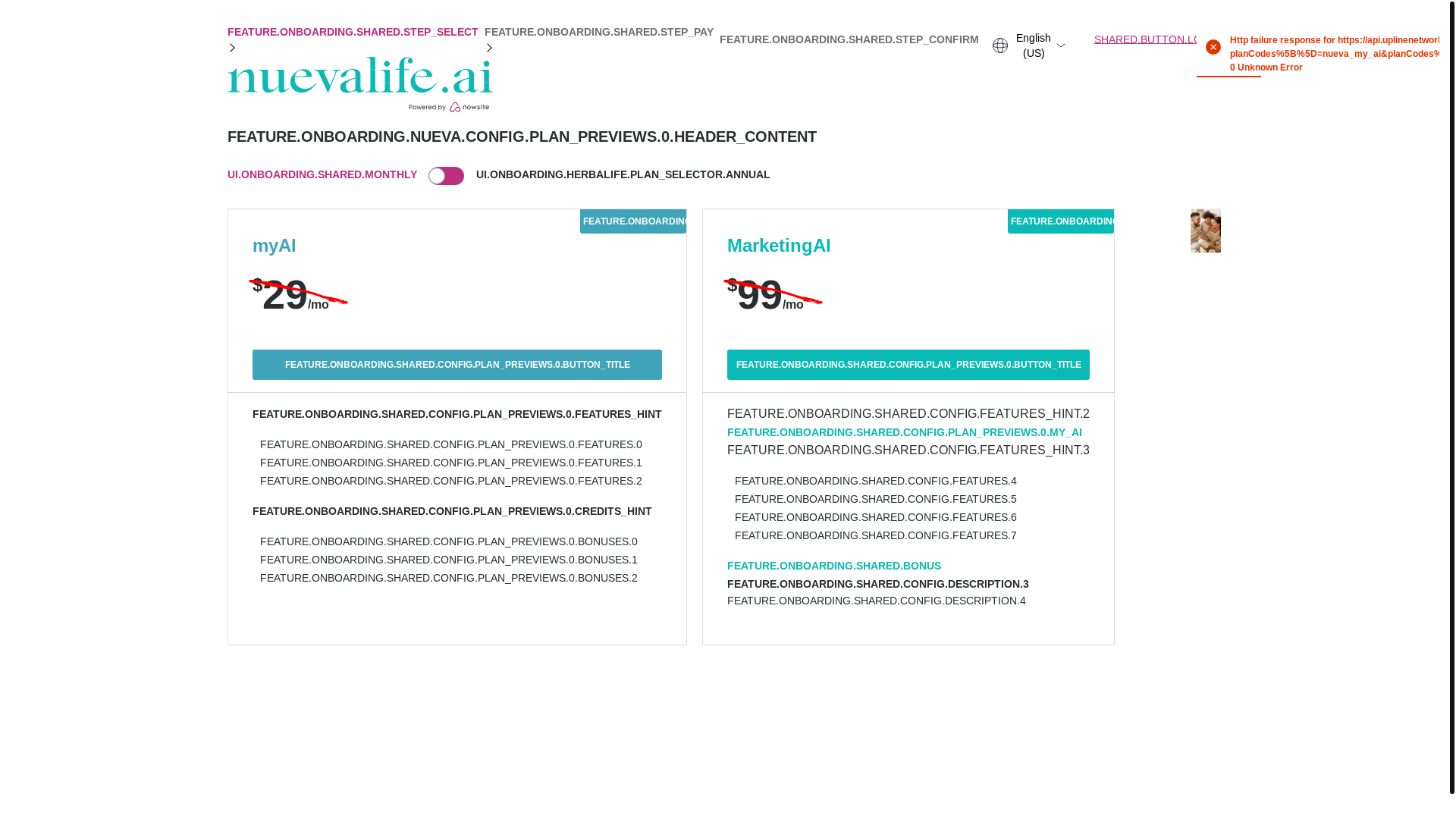 website screenshot of https://nuevalife.ai/