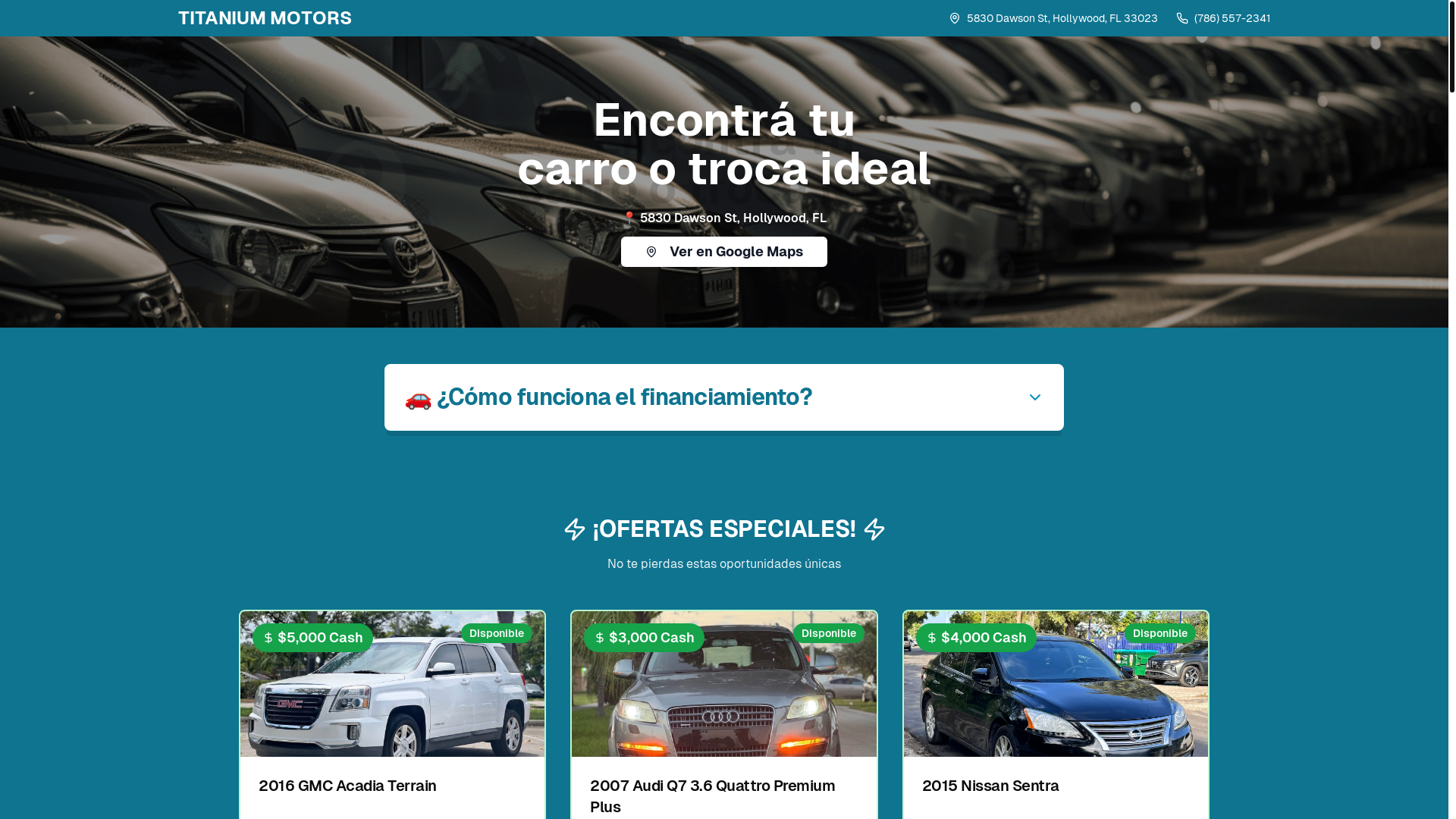 website screenshot of https://titanium-motors.online/