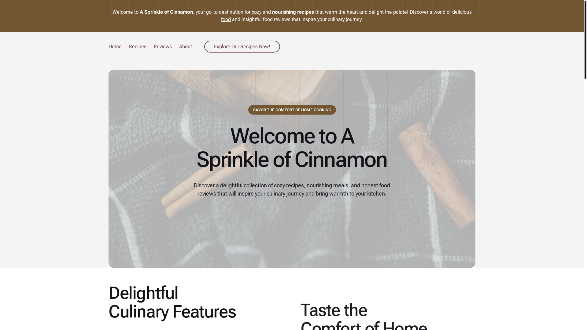 website screenshot of https://asprinkleofcinnamon.blog/