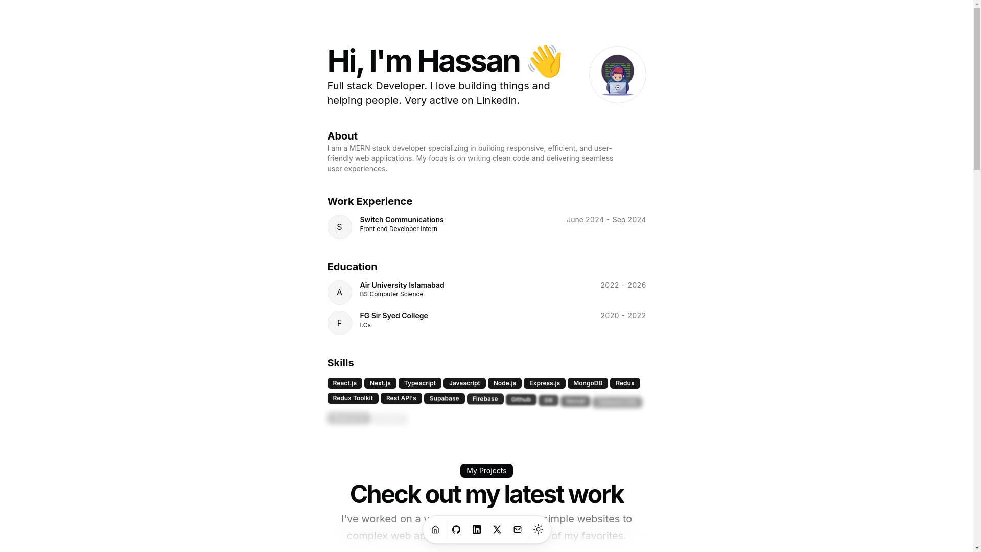 website screenshot of https://muhammadhassanamir.site/
