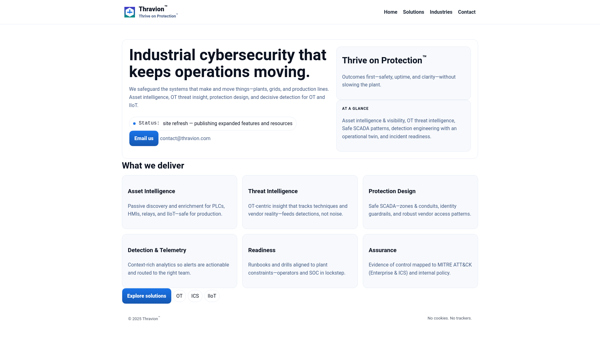 website screenshot of https://thravion.pages.dev/