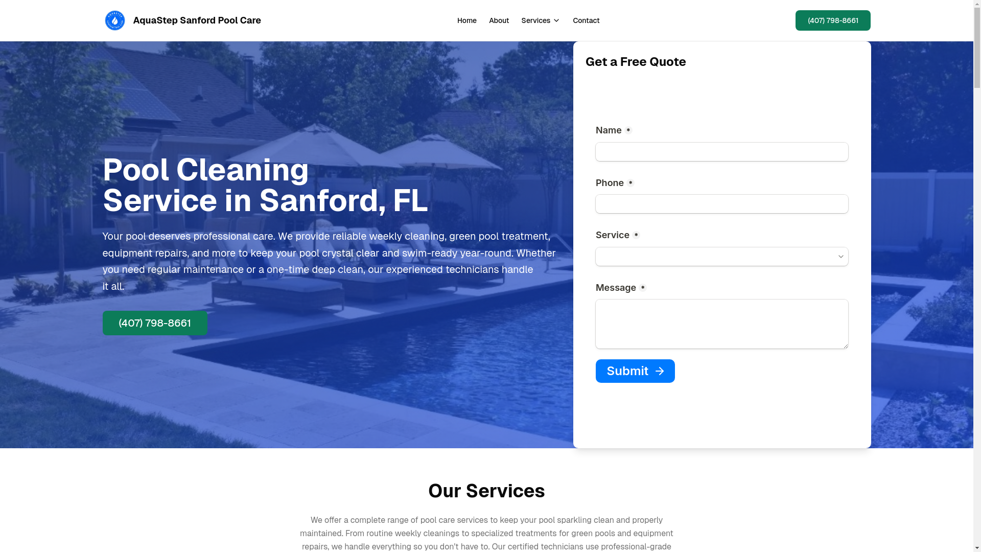 website screenshot of https://sanfordpoolservicing.com/