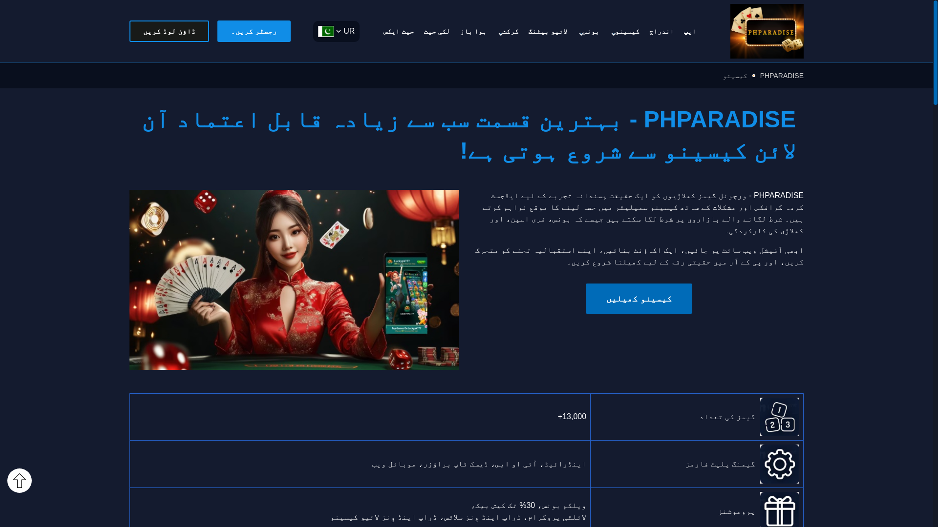 website screenshot of https://phparadise-pk.com/
