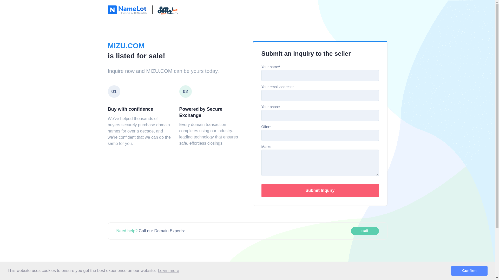 website screenshot of https://mizu.com/