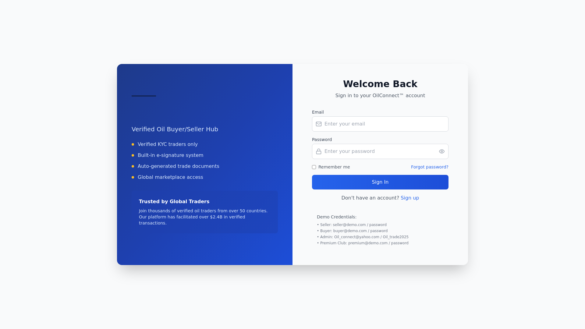 website screenshot of https://oilconnect.net/