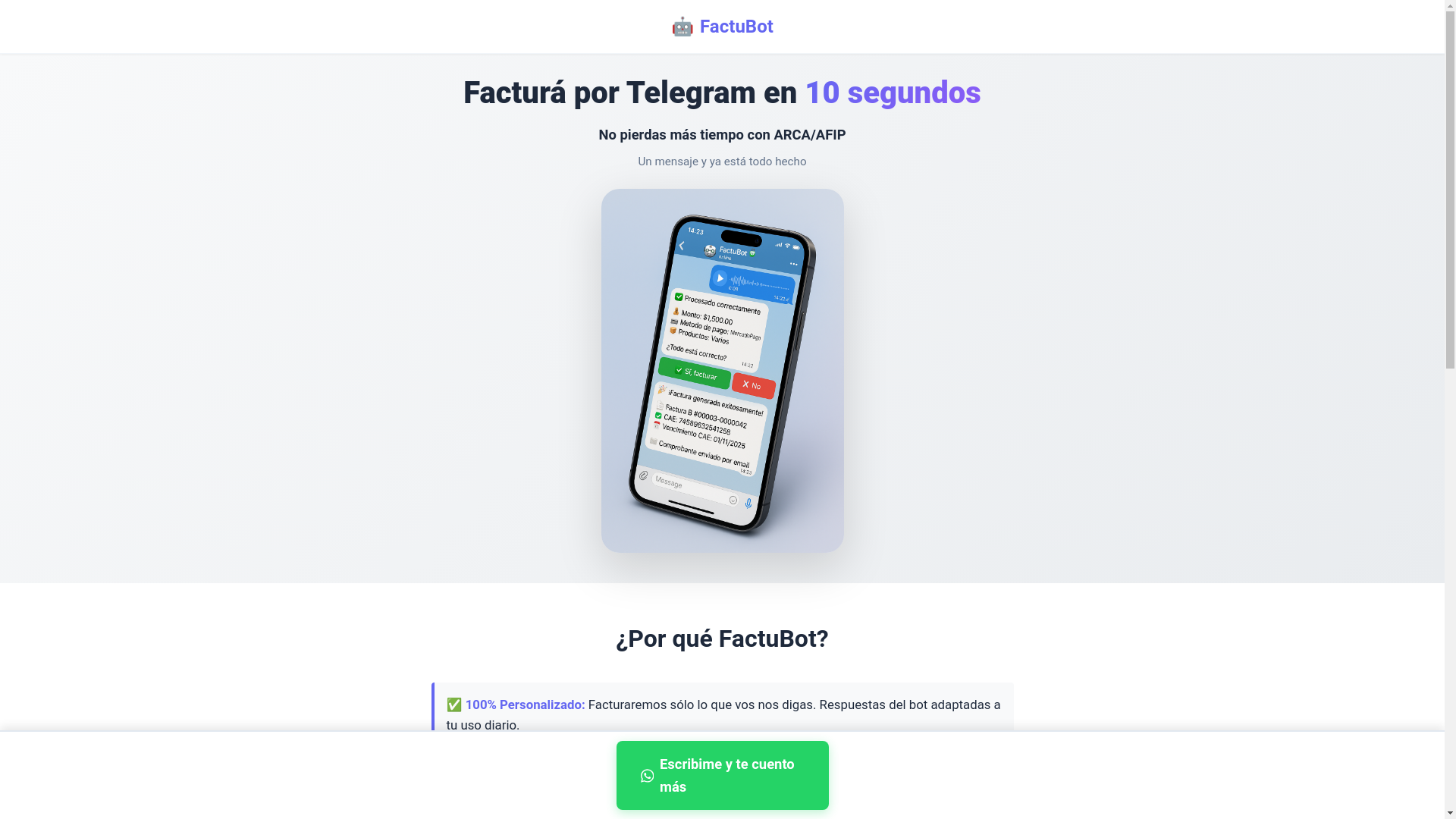 website screenshot of https://factubot-landing.pages.dev/