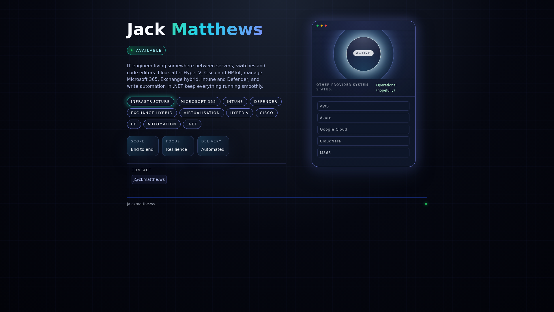 website screenshot of https://jackmatthews.pages.dev/