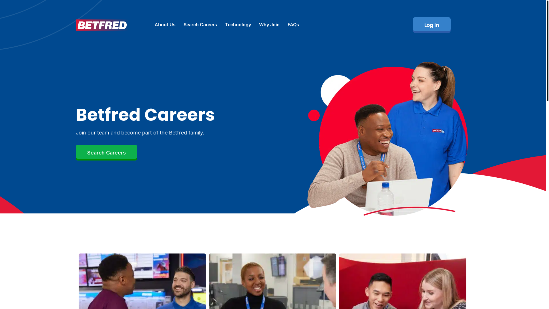 website screenshot of https://betfredcareers.com/