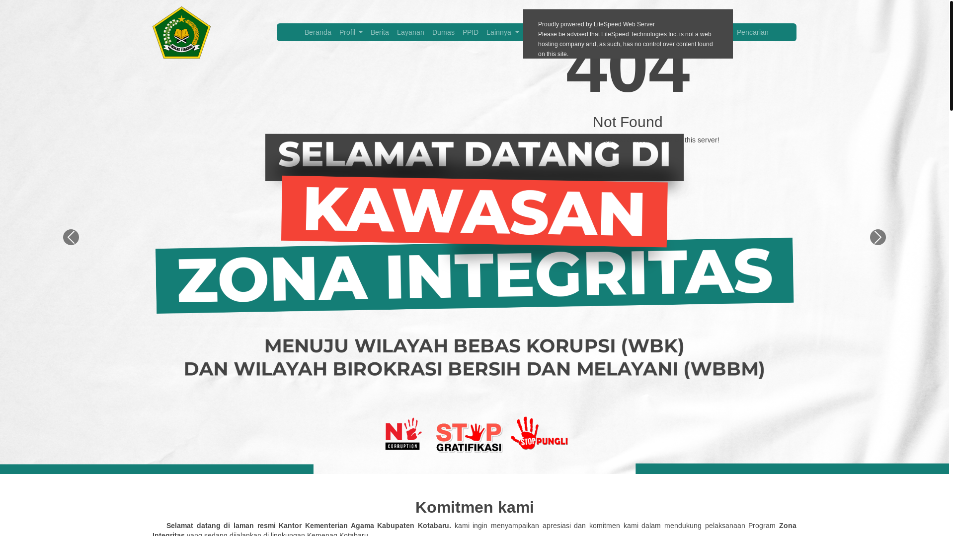 website screenshot of https://kemenagkotabaru.org/