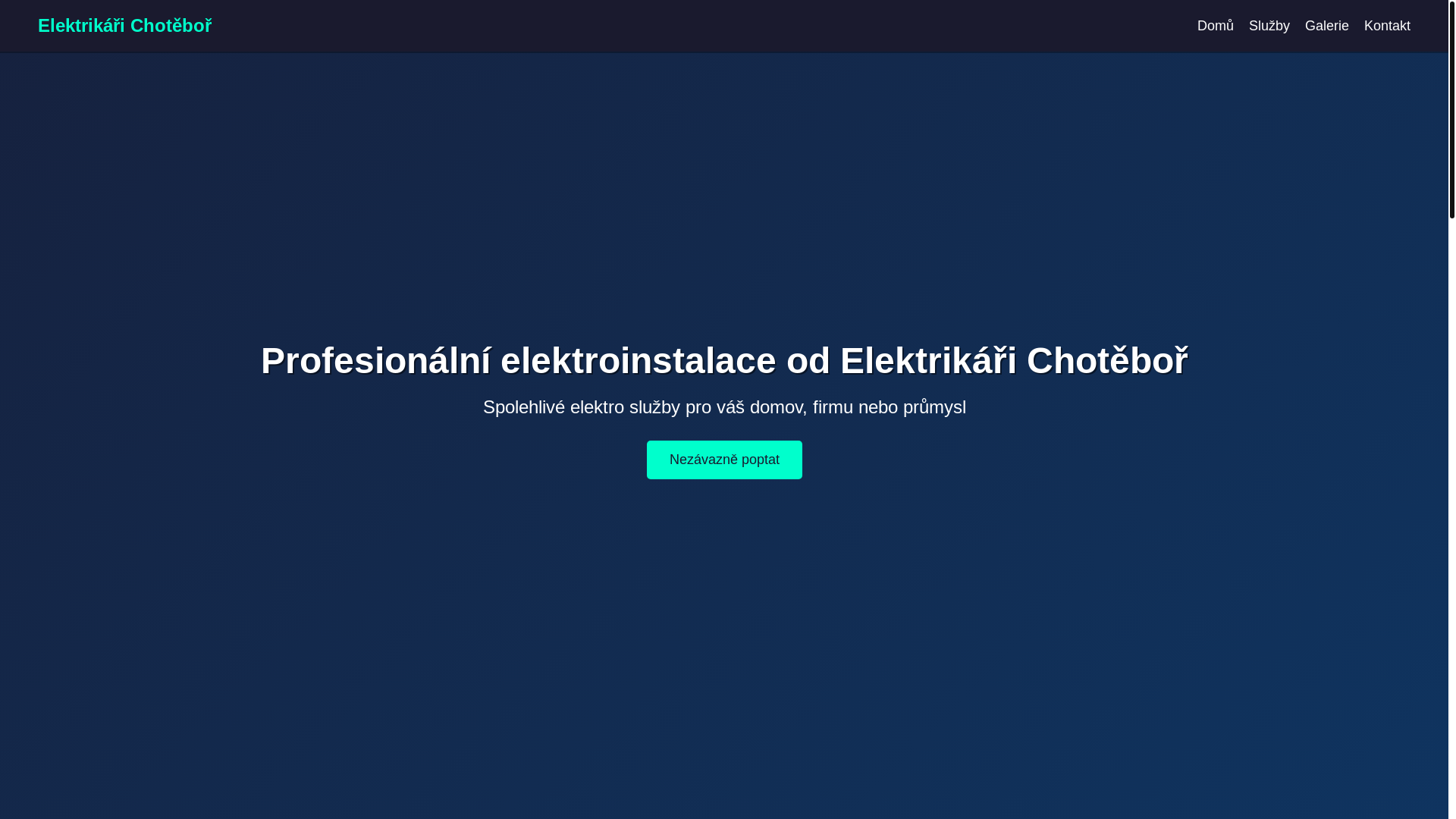 website screenshot of https://elektrikarichotebor.cz/