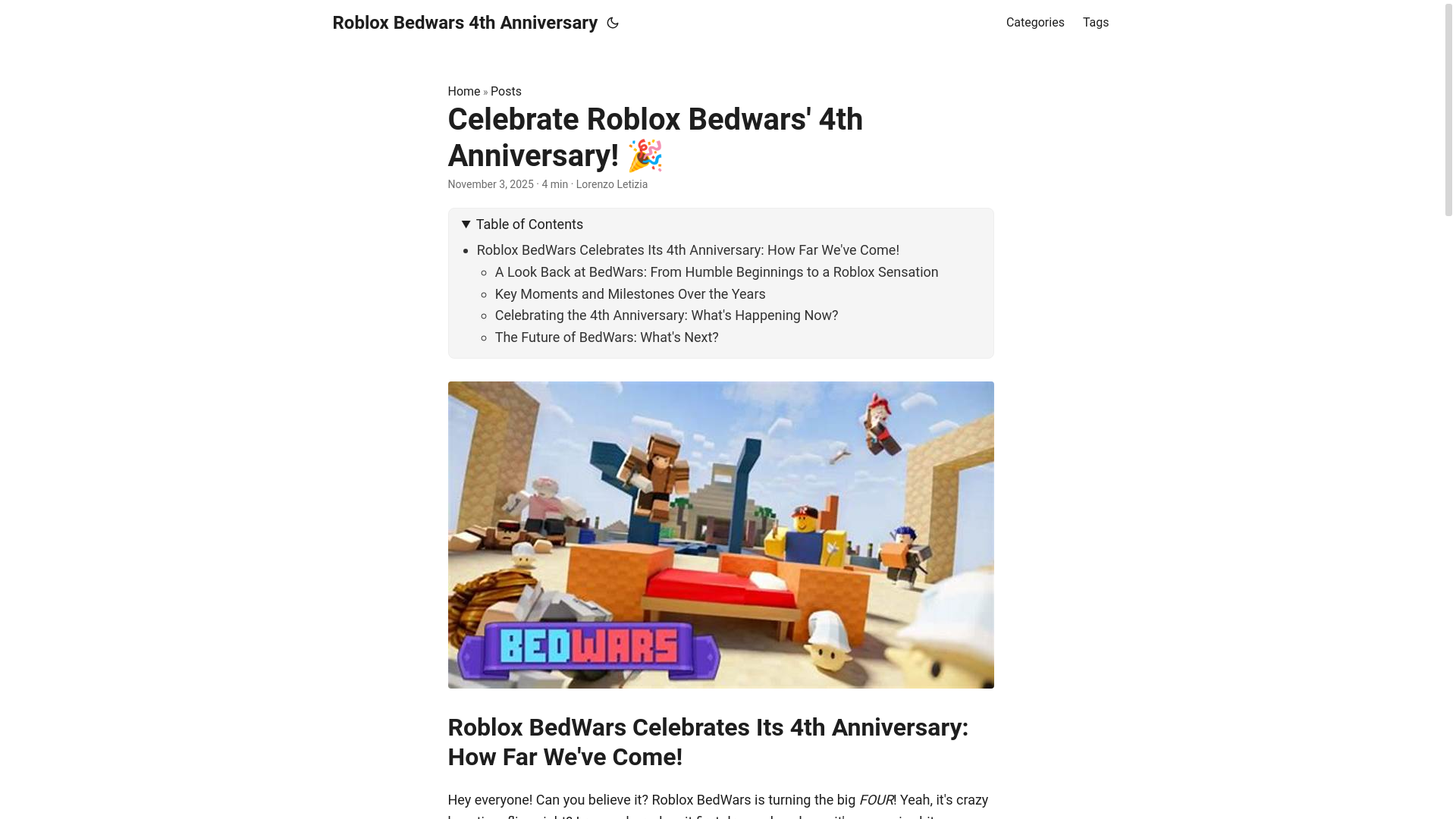website screenshot of https://roblox-bedwars-4th-anniversary.pages.dev/