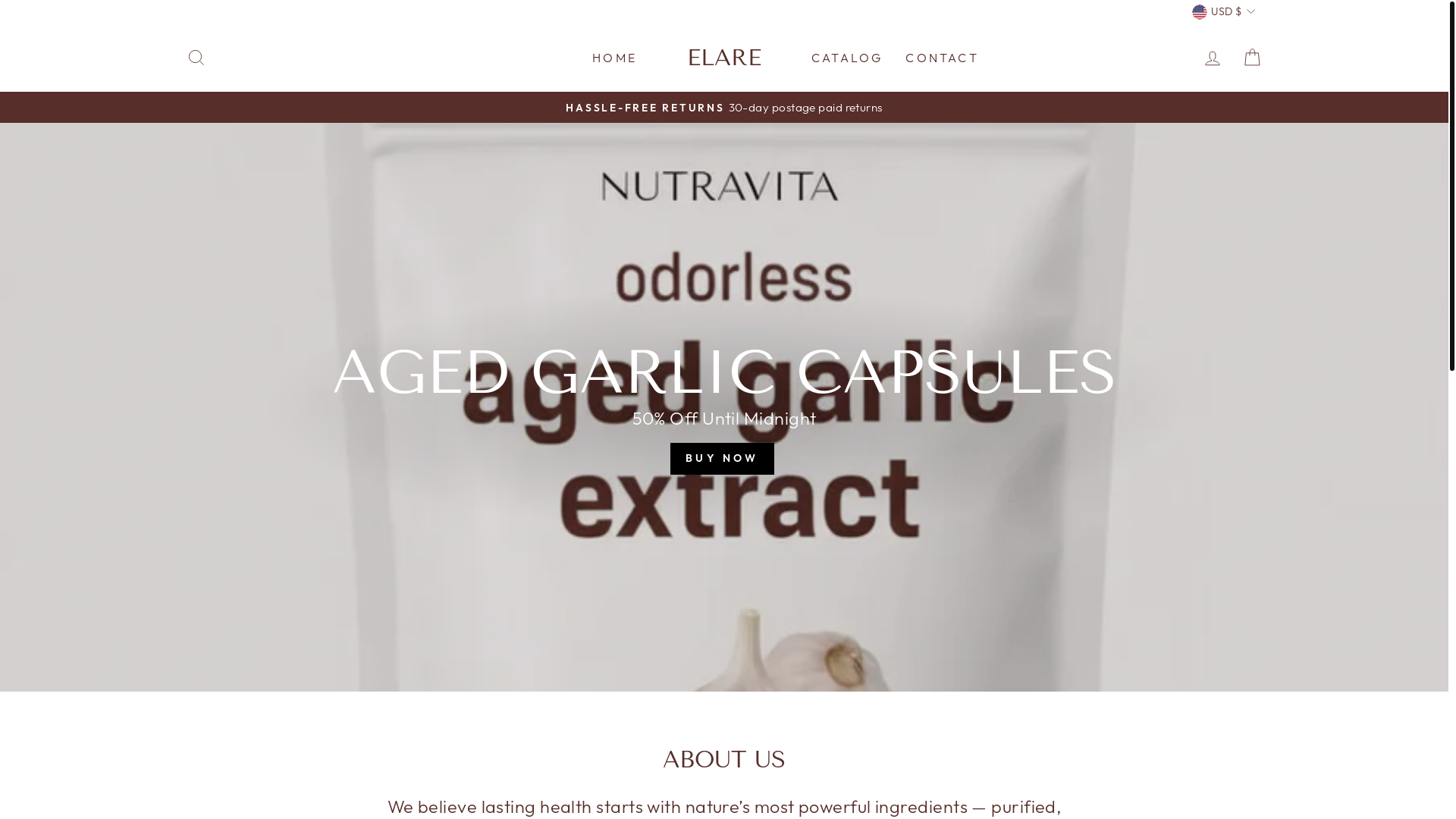 website screenshot of https://buyelare.com/