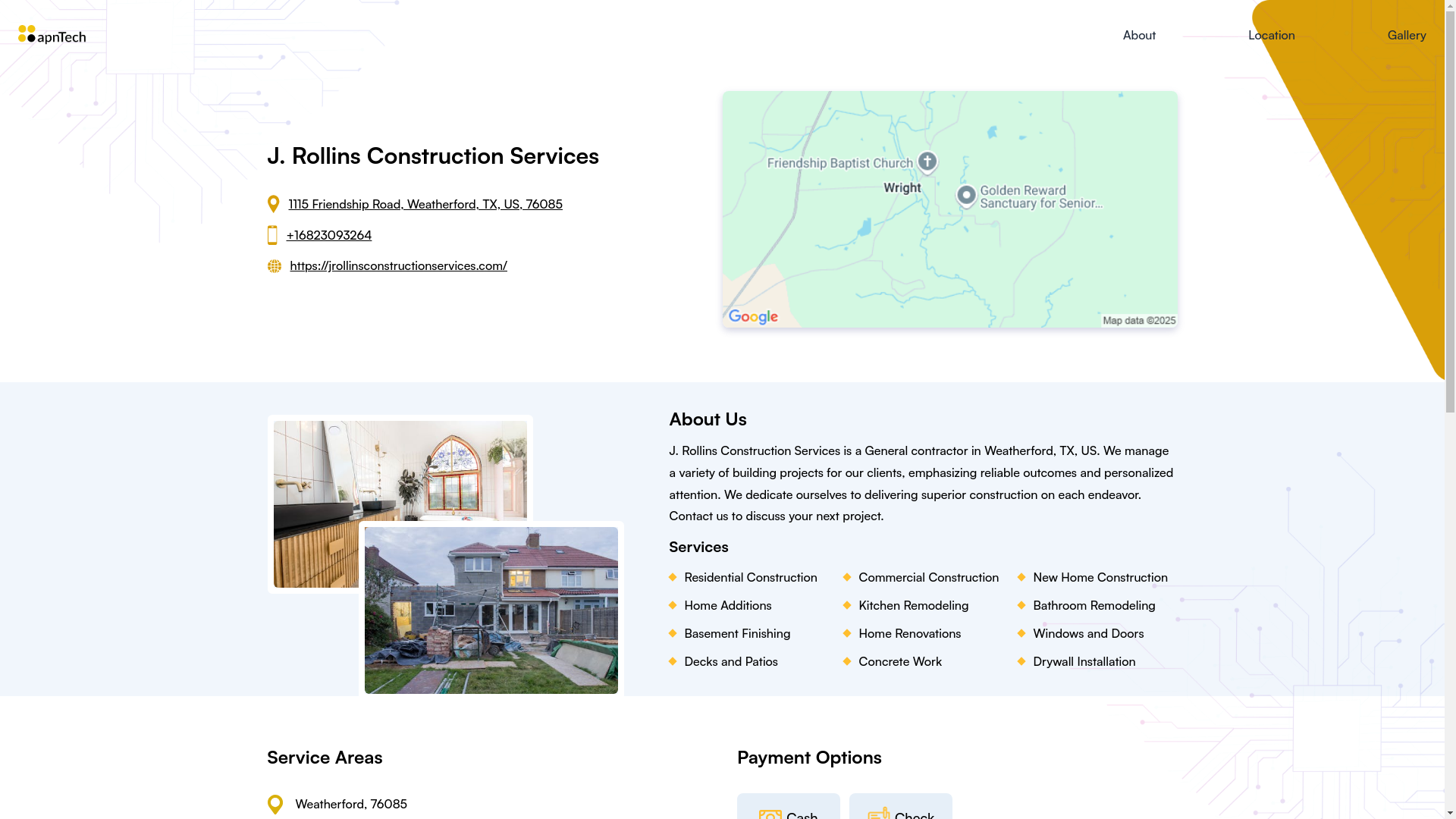 website screenshot of https://jrollinsconstructionservices.online/