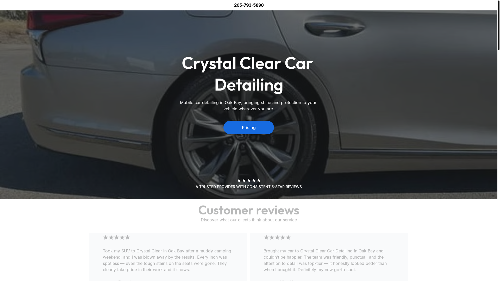 website screenshot of https://crystalclearcardetailing.shop/