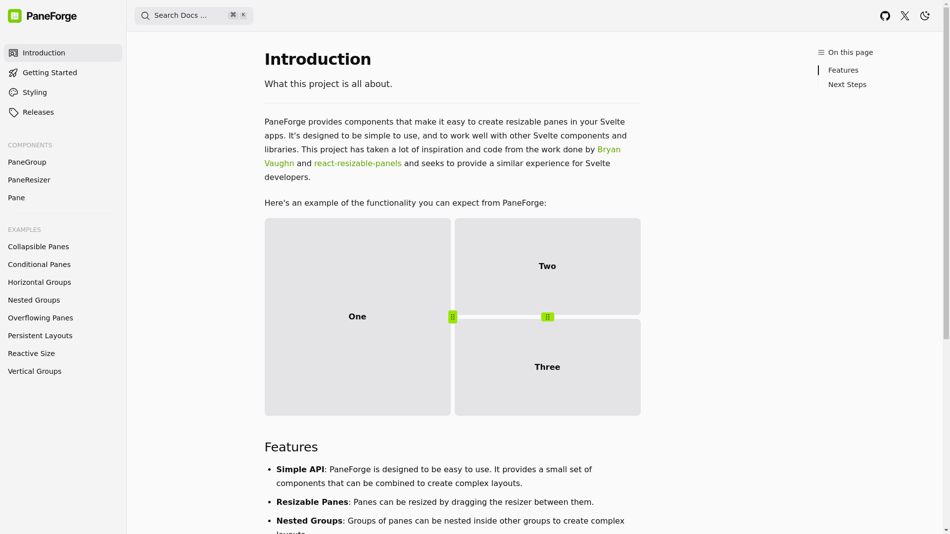 website screenshot of https://paneforge.pages.dev/
